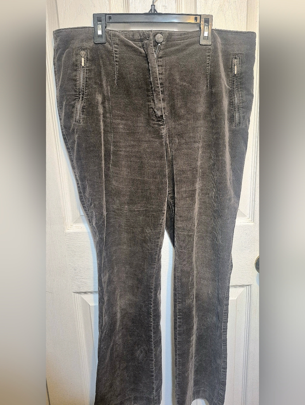 Styled In Germany Vanilla Women's Gray/Taupe Corduroy Classic Straight Leg Large